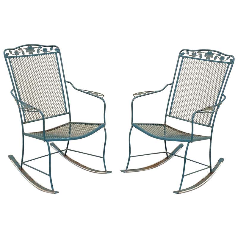 Vintage Wrought Iron Victorian Style Garden Patio Rocker Rocking Chairs ...