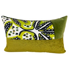 Lime Green Accent Lumbar Pillow with Black and White Accent Panel 