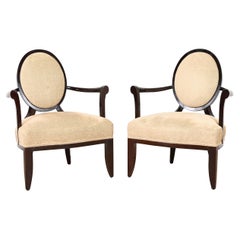 Barbara Barry for Baker Furniture Contemporary Oval X-Back Lounge Chairs, Pair