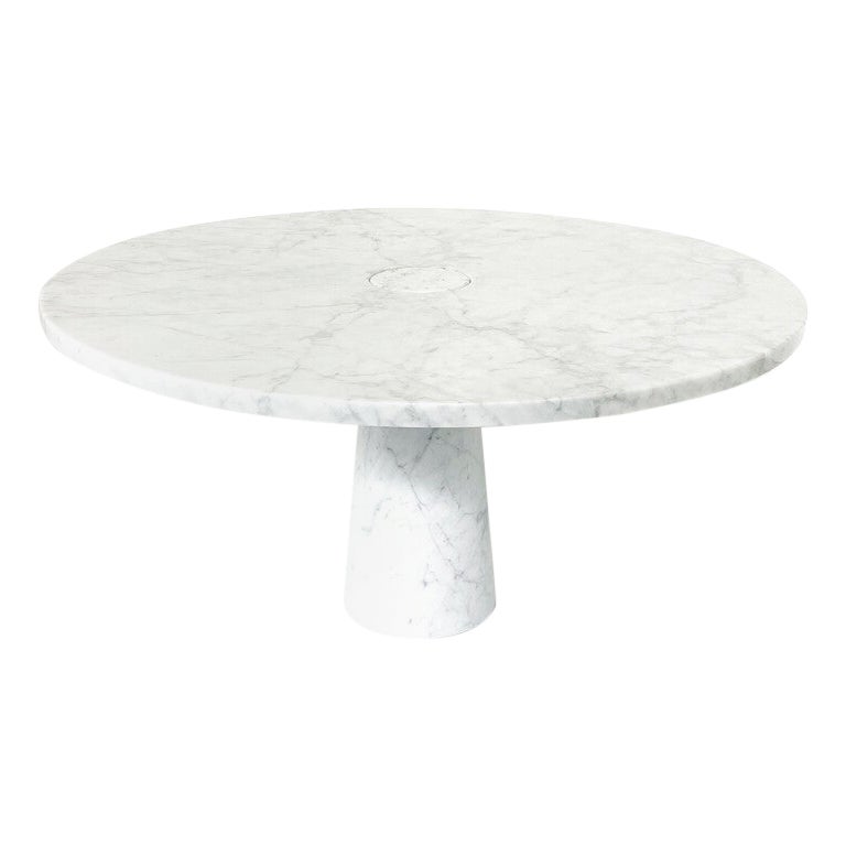 Table de salle à manger en marbre blanc mi-siècle moderne par Angelo Mangiarotti, Italie