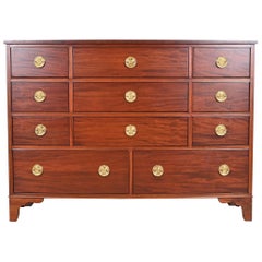 Retro Baker Furniture Georgian Mahogany Bow Front Dresser Chest, Newly Refinished