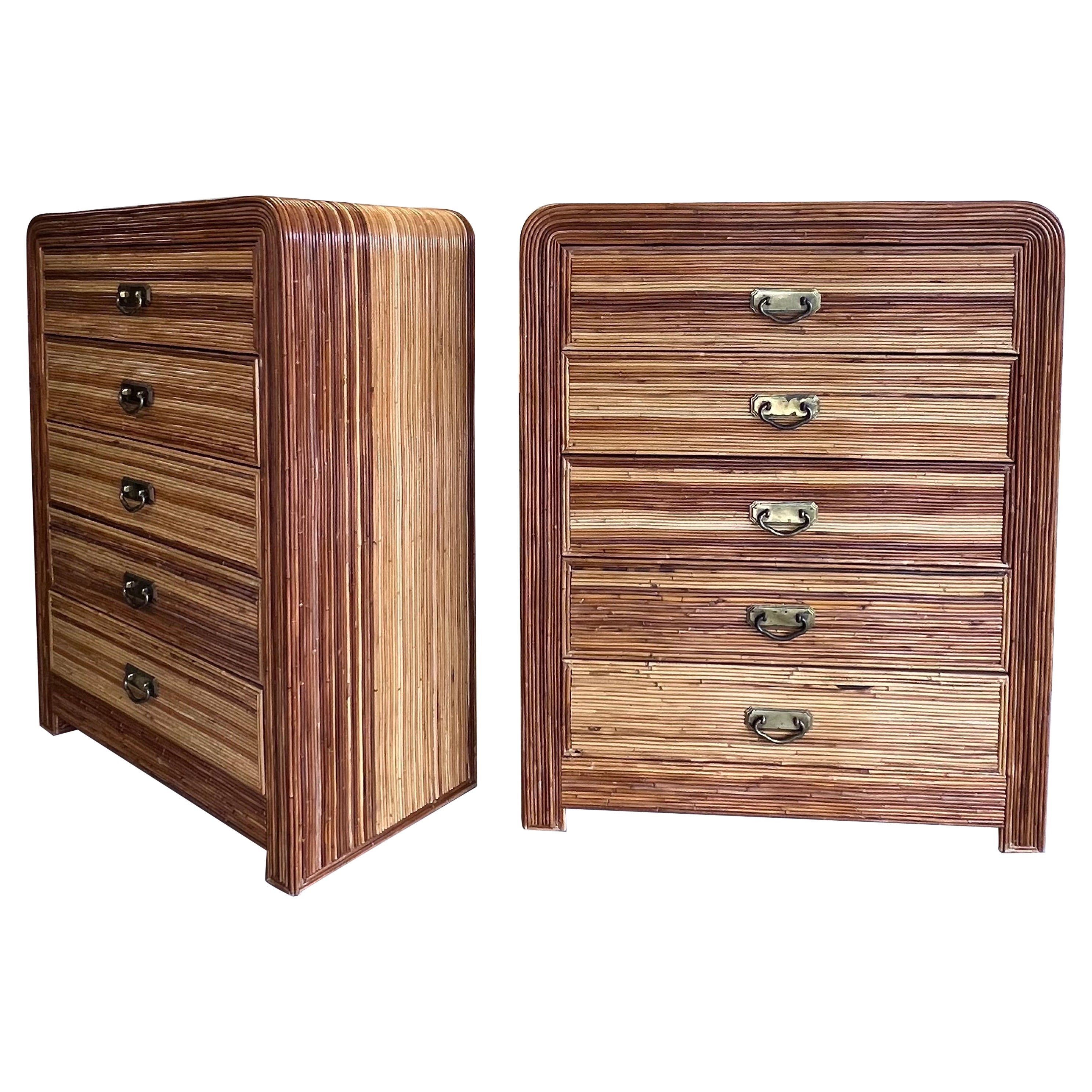 Pencil Reed Waterfall Chest of Drawers Dressers For Sale