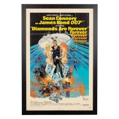 Vintage A Framed Original James Bond "Diamonds Are Forever" Movie Poster, c.1971