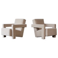 Used Gerrit Rietveld XL Utrecht Chairs, Cassina, Newly Upholstered in Pure Alpaca