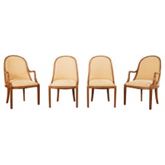 Set of Four Dessin Fournir Plante Leather Gondola Chairs 