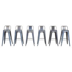 Tolix Bar-Height Stools Set (6) Blue Wash Peindre ou laisser tel quel. Des dizaines disponibles