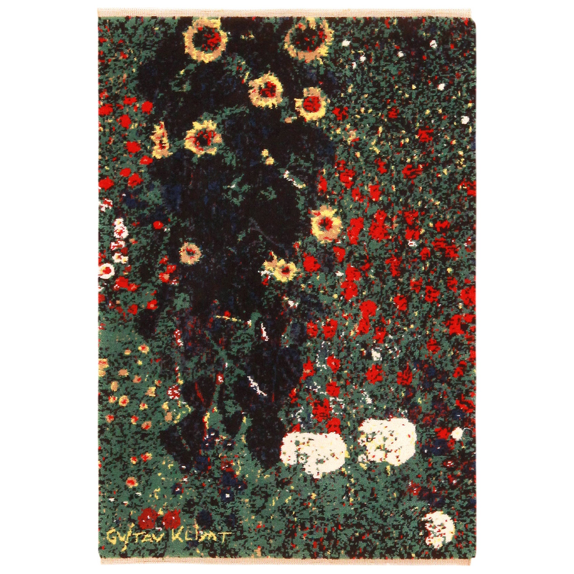 Skandinavischer Gustav Klimt-Teppich im Vintage-Stil.2 ft 8 in x 3 ft 11 in