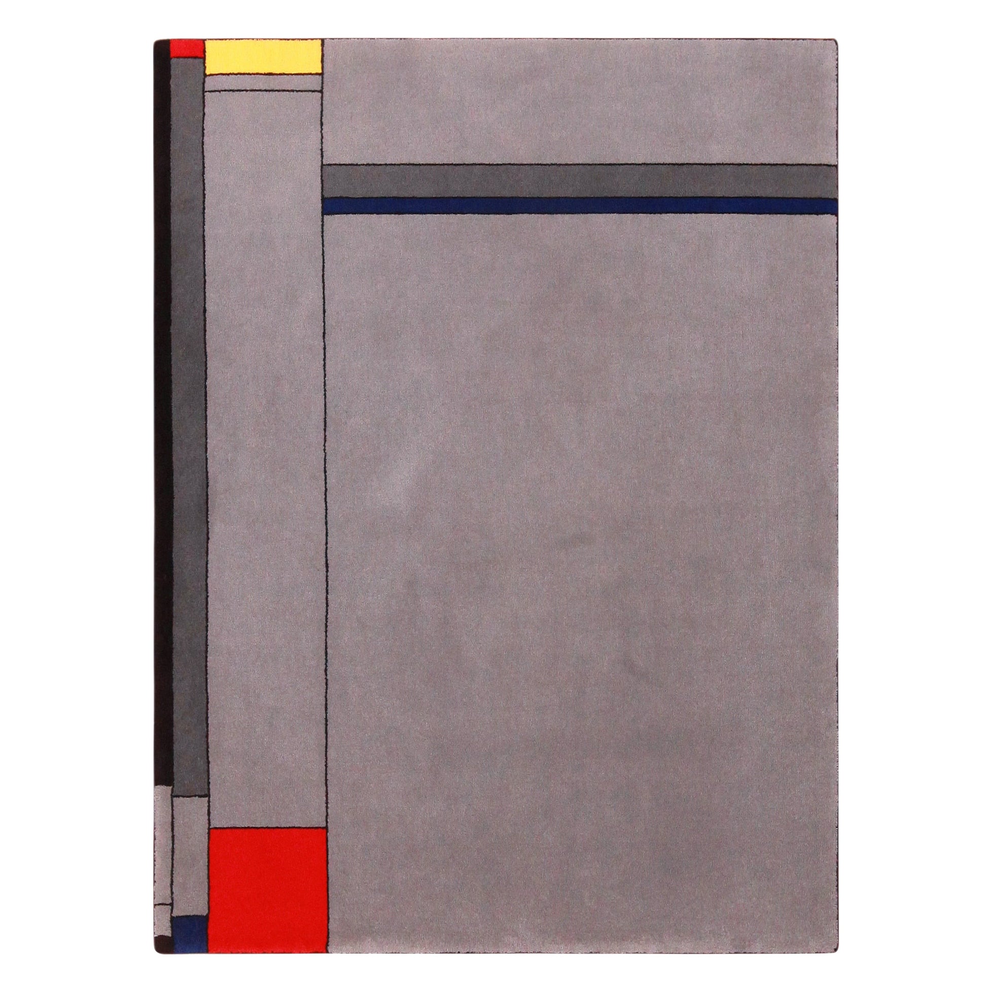 Tapis scandinave Mondrian Design vintage. 4 pieds 11 pouces x 6 pieds 7 pouces