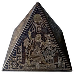 Brass & Copper Egyptian Revival Pyramid Sculptural Paperweight, 1960's