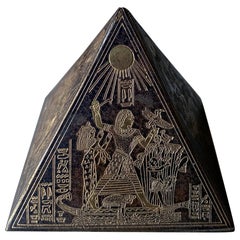 Brass & Copper Egyptian Revival Pyramid Sculptural Paperweight, 1960's 