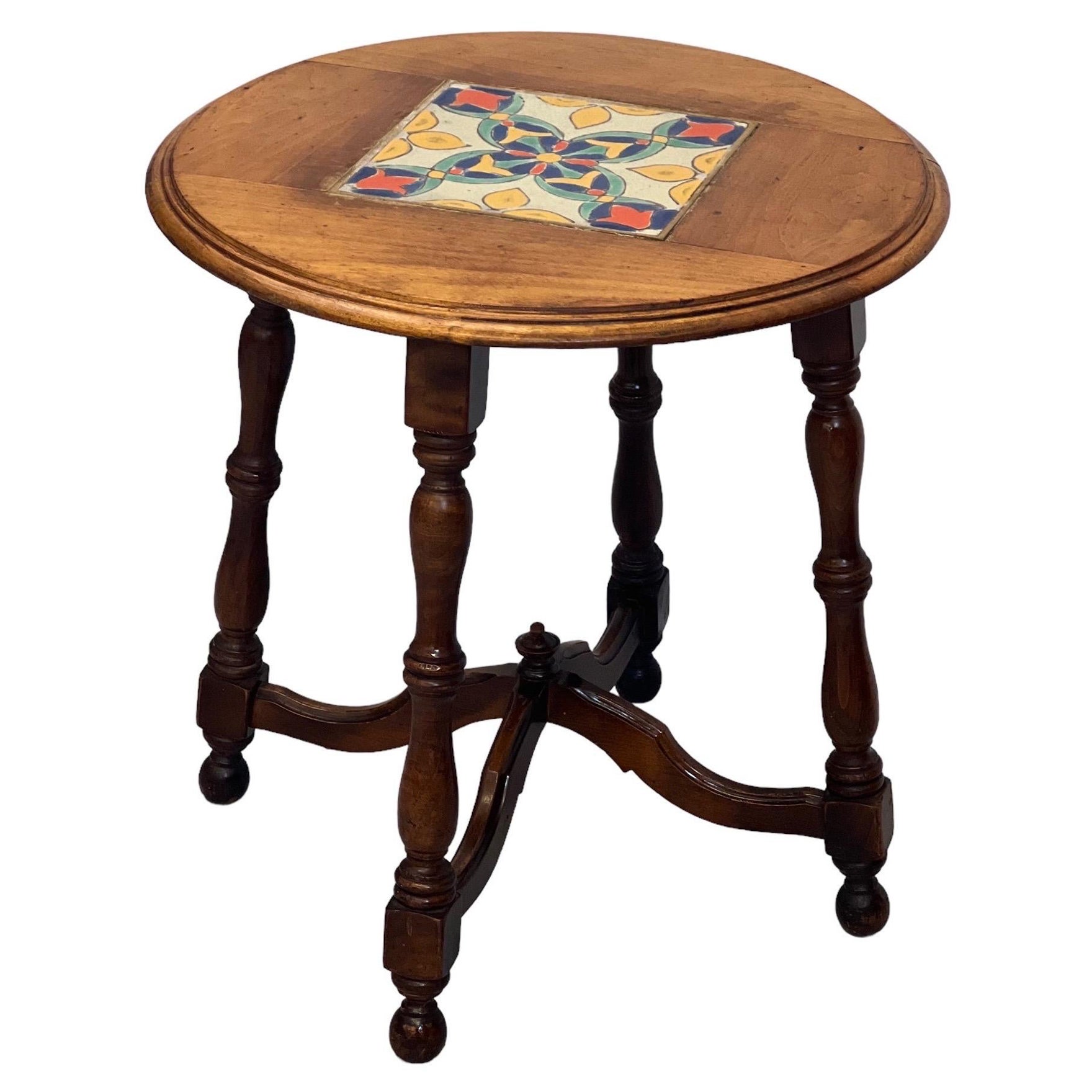 Vintage Tile Top Catalina Accent Table  For Sale
