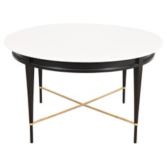 Paul McCobb Irwin Collection Black Lacquer and Brass Dining Table, Refinished