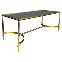 Maison Jansen style Brass and Steel Hollywood Regency Coffee Table -Neoclassical