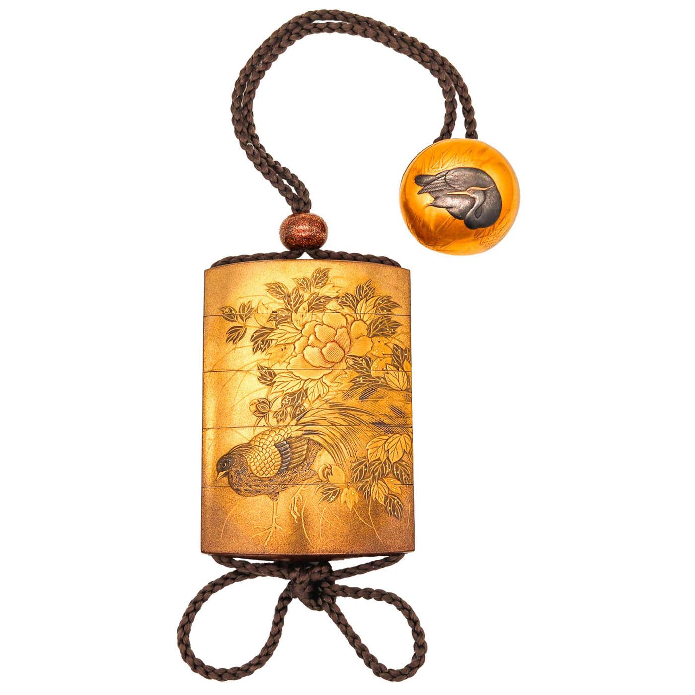 Japan 18th Century Edo Period Five Drawer Inro Lacquered Gilt Wood With ...