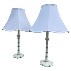 Paire de lampes de bureau en faux bambou Hollywood Regency de Vaughan Designs