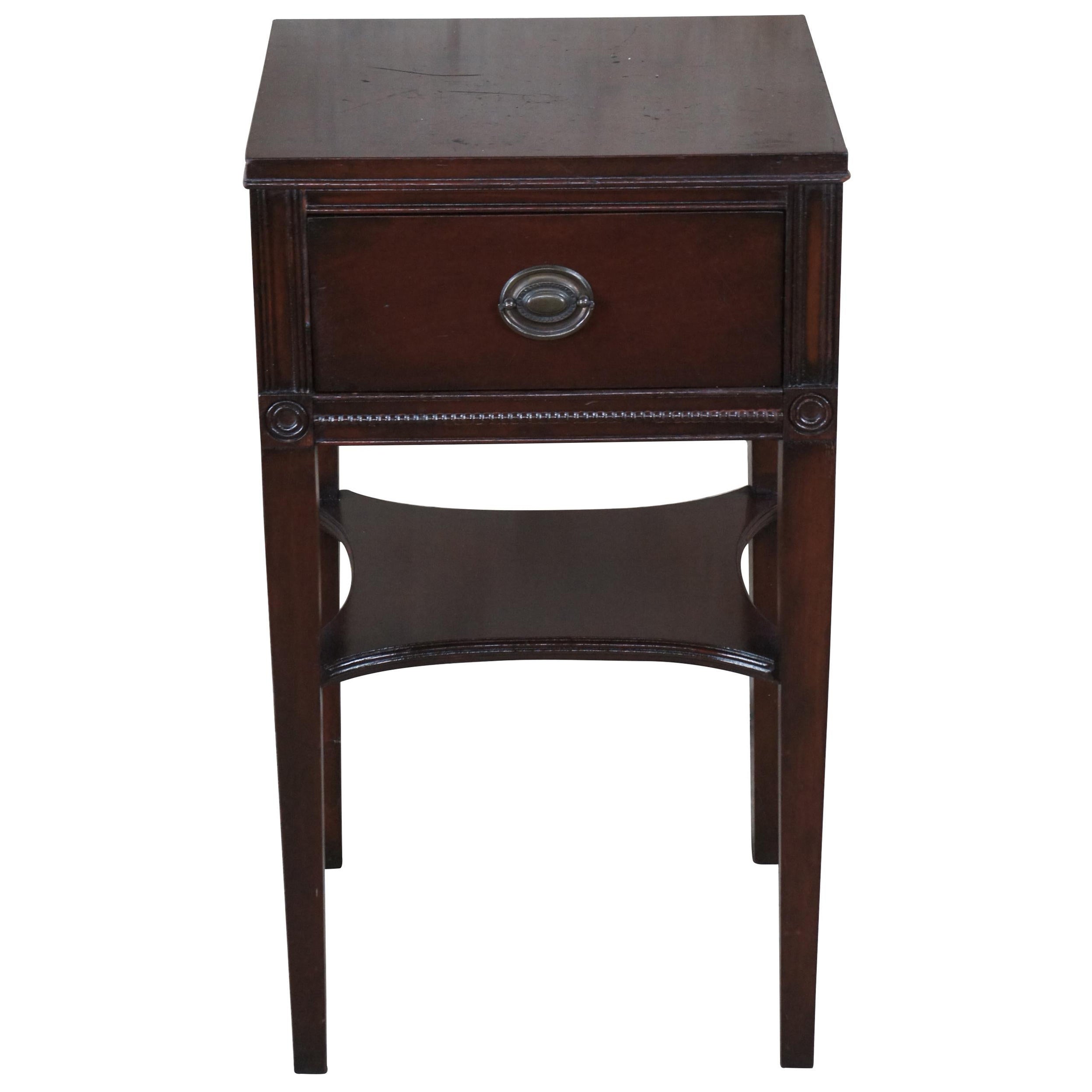 Mid Century Sheraton Style Mahogany Nightstand W/ Drawer Side Accent Table Stand