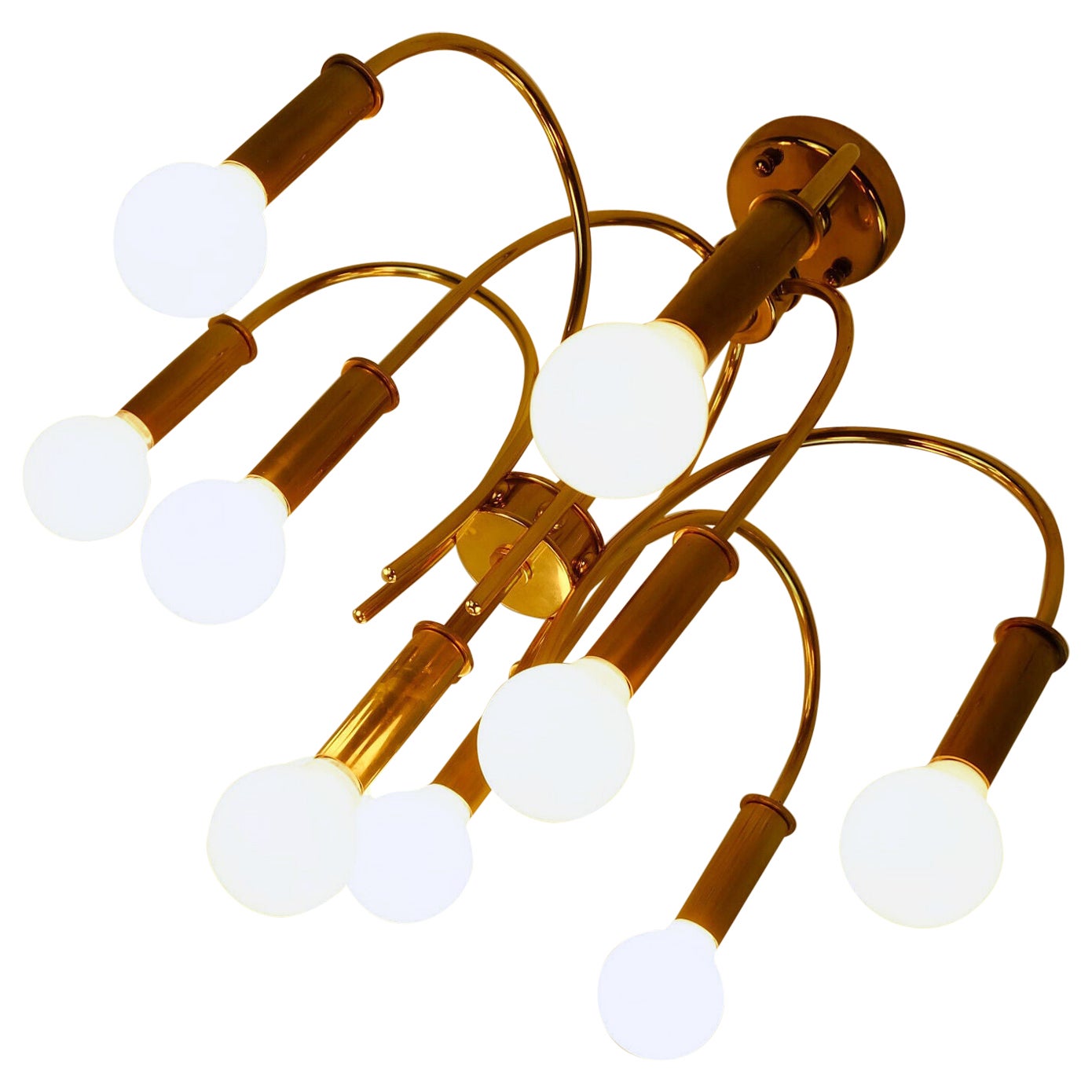 sputnik Messing CEILING LIGHT 10-Leuchten-Kronleuchter Schroeder & Co., 1970er Jahre