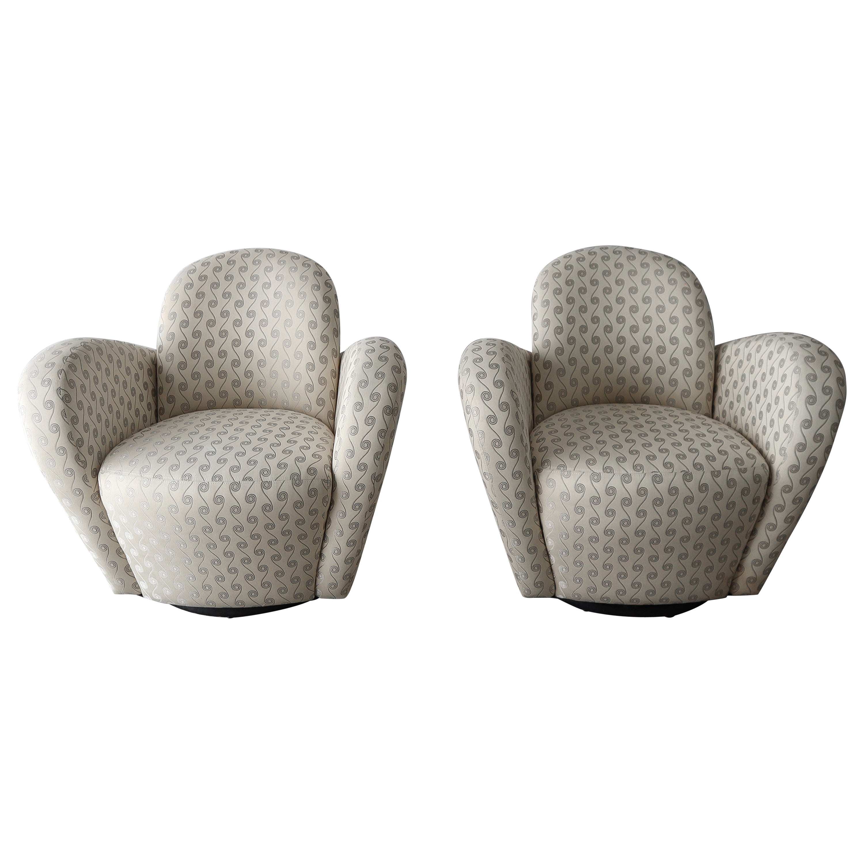 Pair of Post Modern Swivel Chairs by Michael Wolk For Sale