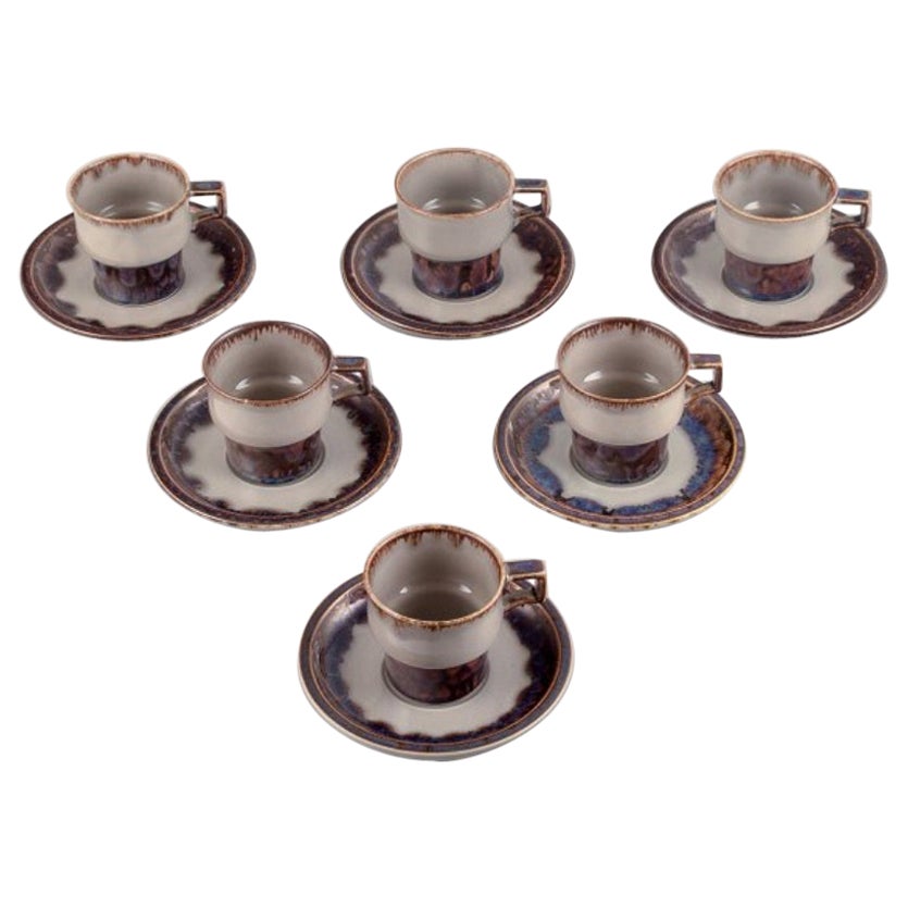 Jens Harald Quistgaard, Bing & Grøndahl, "Mexico" six coffee cups & saucers For Sale