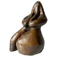 Escultura de bronce expresionista abstracta modernista de mediados de siglo Richard Kozlow Att