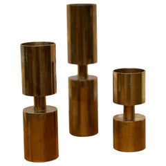 Brass Candle Holders by Thelma Zoéga for Zoégas Kaffe 1886-1976, Set of 3, 1970s
