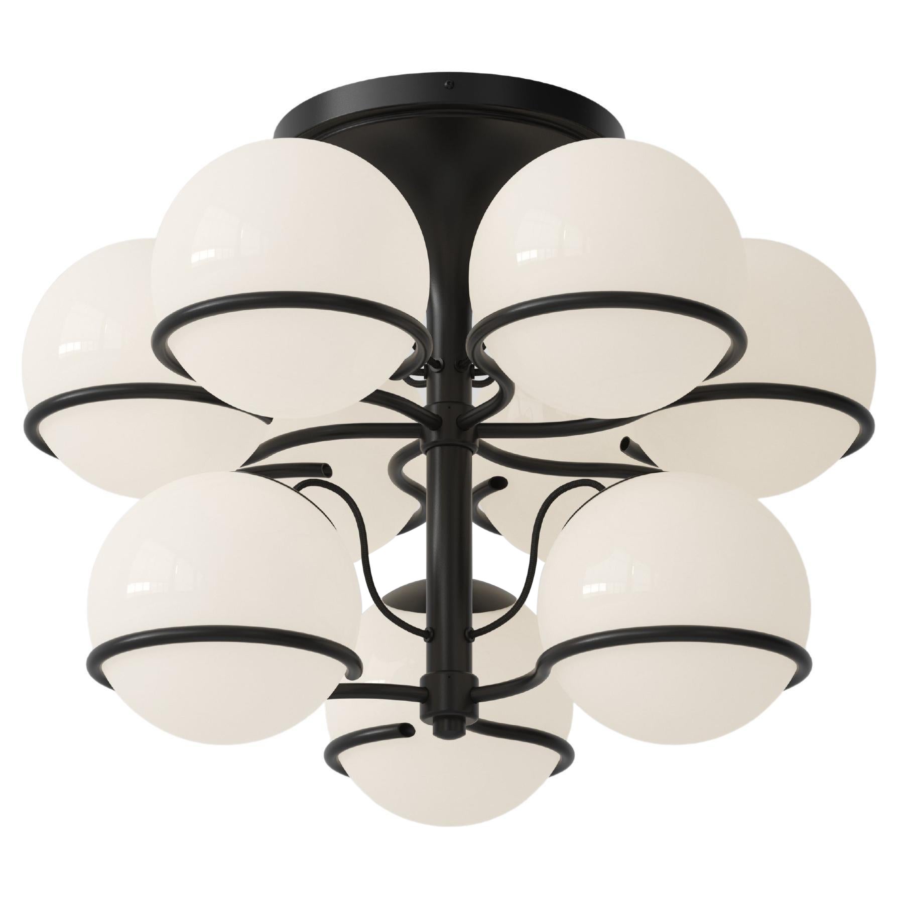 Gino Sarfatti Model 2042/9 Opaline Glass Ceiling Light in Black for Astep