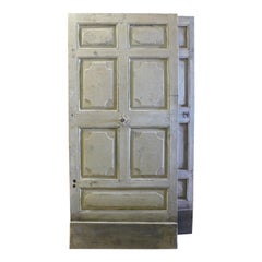 Pair of set of 2 green blue lacquered and carved interior doors, Italy