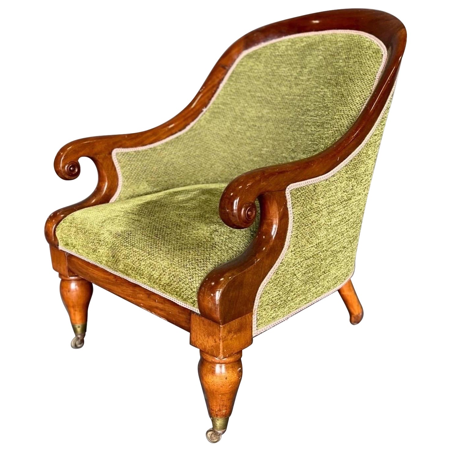 19th century English Mahogany Library Chair  For Sale