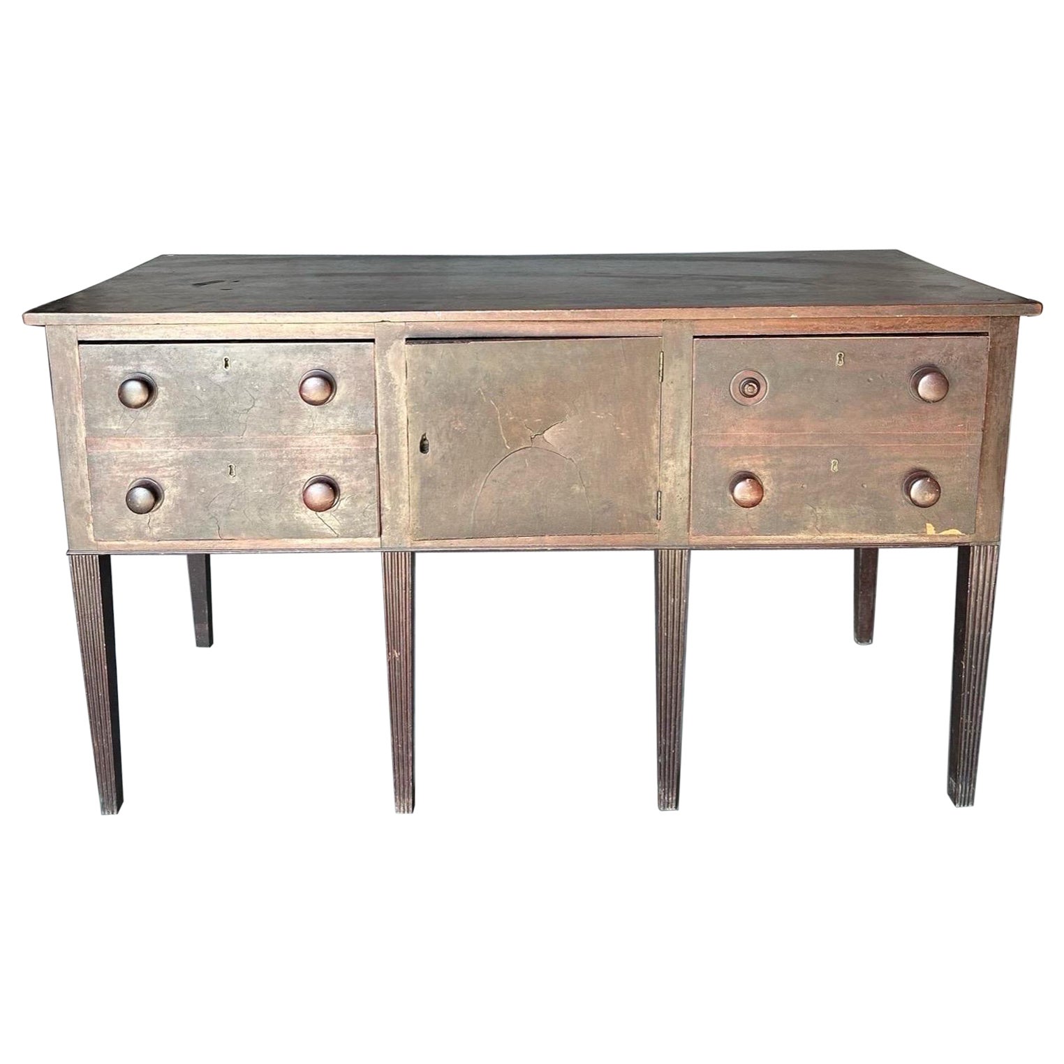 19th Century Southern Backcountry Mahogany Veneered Sideboard  For Sale