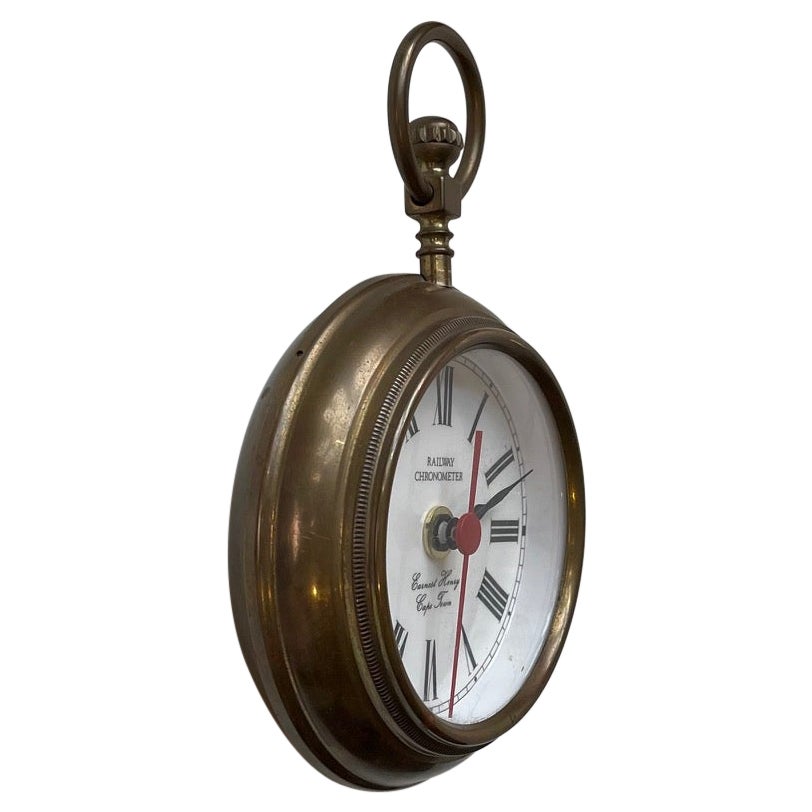Vintage Railway Chronometer - Brass Jumbo Pocket Watch or Wall Clock For Sale