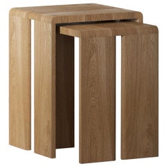 Plus Oak side table set of 2 by Hermhaus