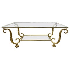 Retro Gilt Wrought Iron and Glass Top Coffee Table