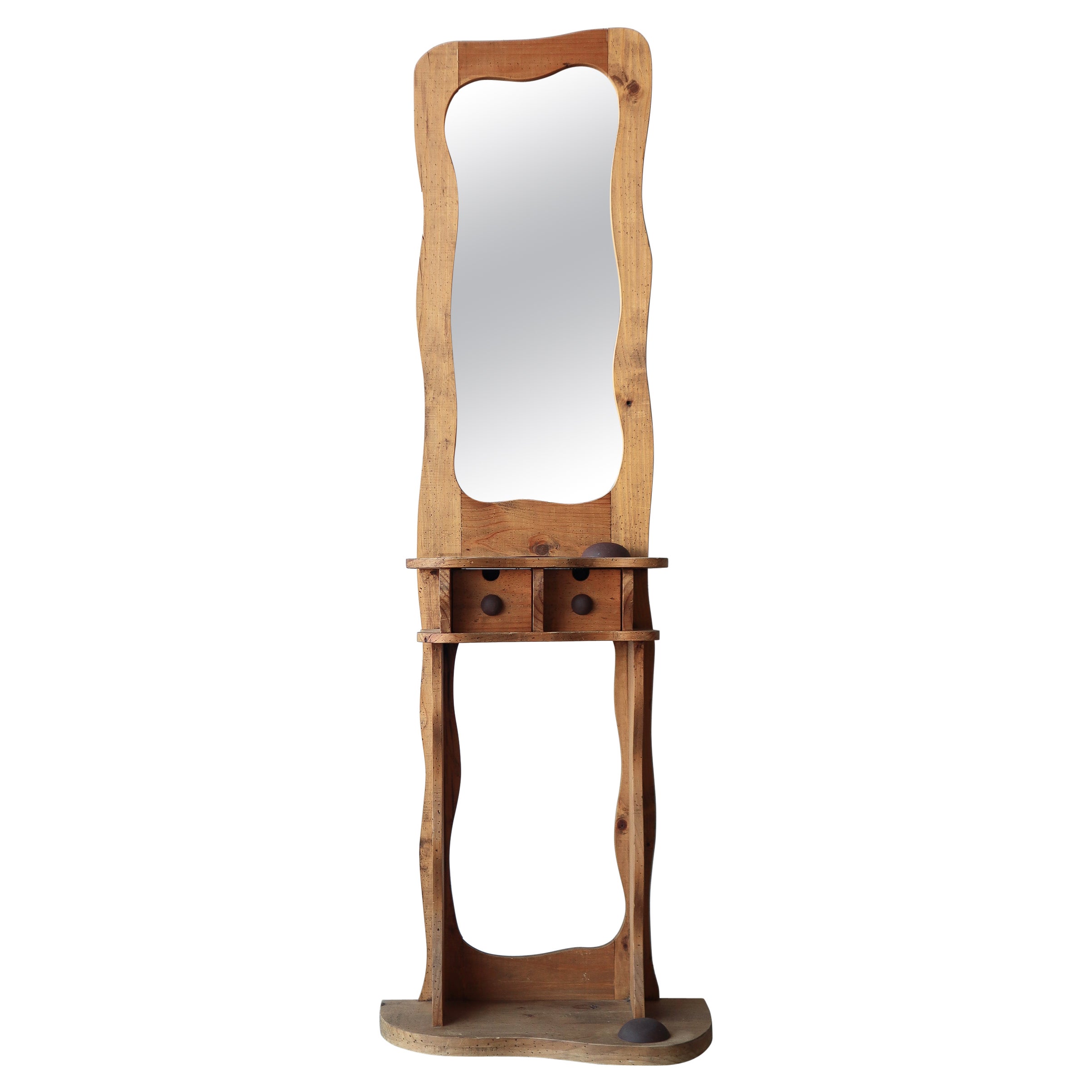 Handcrafted Rustic Pine Hall Stand Mirror