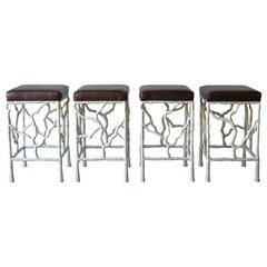 Set of 4 Cast Metal Branch Counter Stools