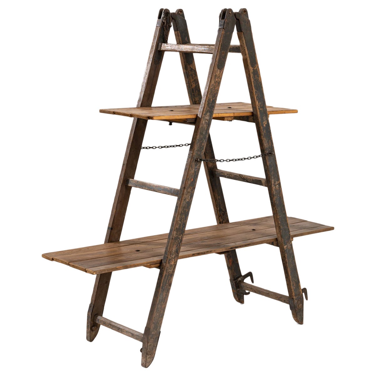 Vintage French Wooden Ladder Shelf