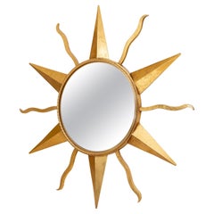 Golden Sun Burst Mirror, Metal, probably Italy, 21st Century