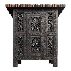 Early 20th century hand carved Indian draw table 