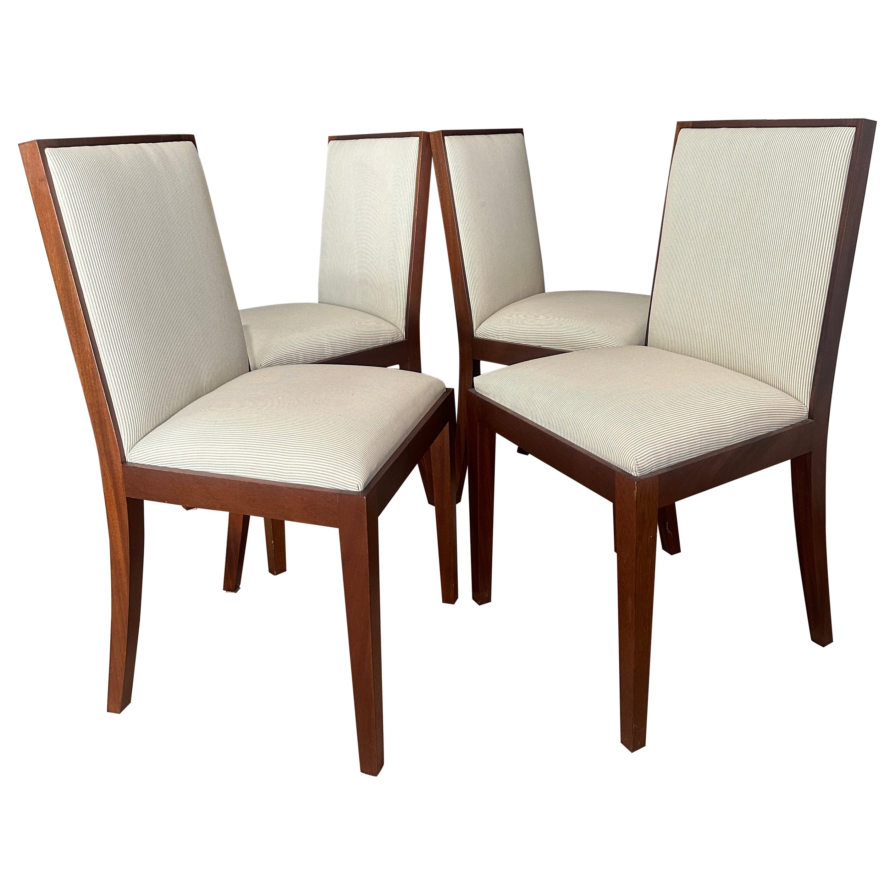 Four Mahogany Dining Chairs in the manner of Jean Michele Frank For Sale