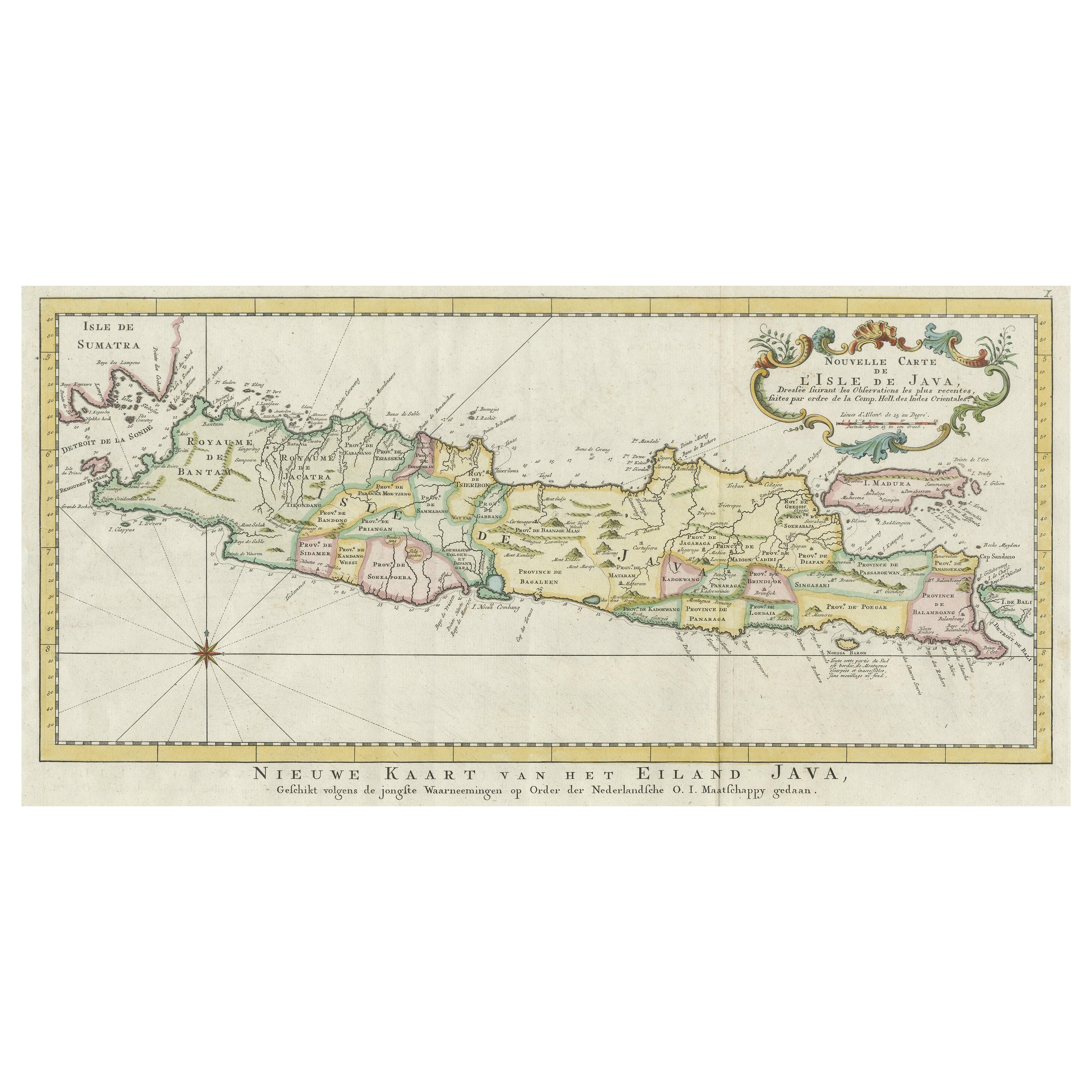 Antique Map of the Island of Java, Indonesia For Sale