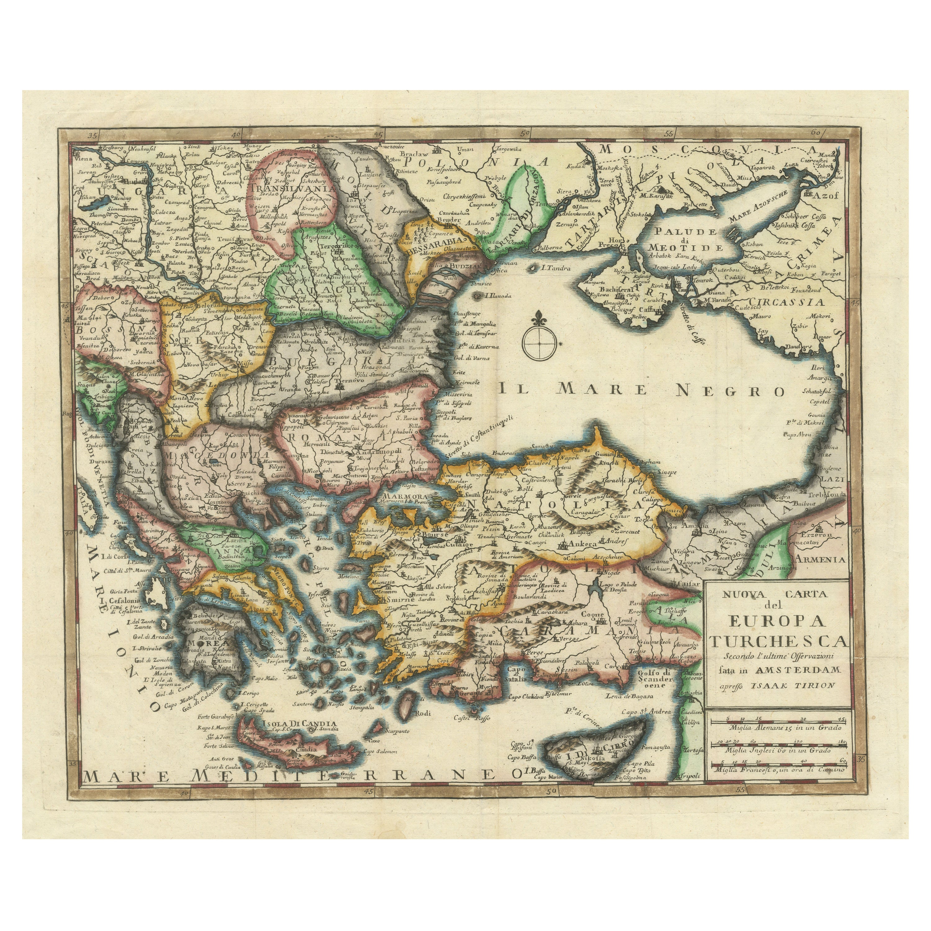 Detaillierte antike Karte des Schwarzen Meeres, des Balkans und von Kleinasien im Angebot