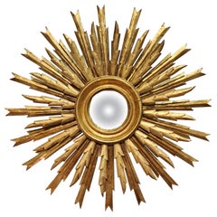 Antique Gilded Sunburst Mirror Art Deco From Spain