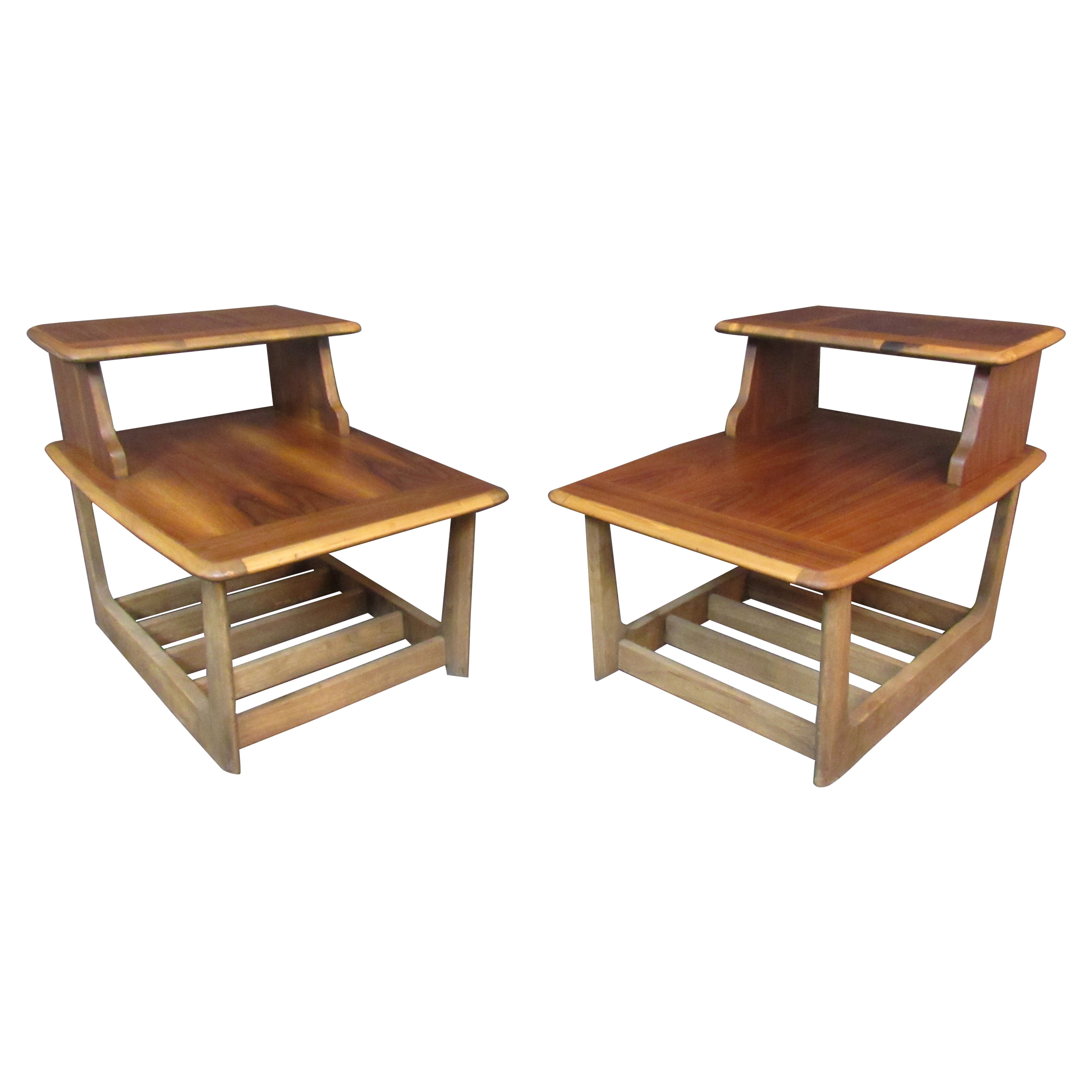 Vintage Walnut Step Tables by Bassett Furniture