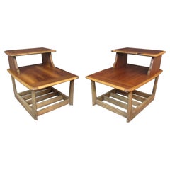 Used Walnut Step Tables by Bassett Furniture