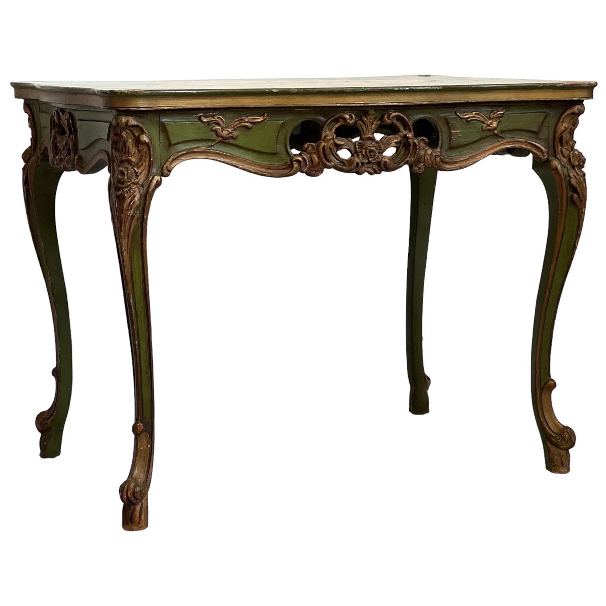 Antique French Provincial Accent Table with Hand Painted Details. Made In Italy. For Sale
