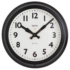 Large Retro Industrial Art Deco Metal Smiths Electric Wall Clock, circa 1950