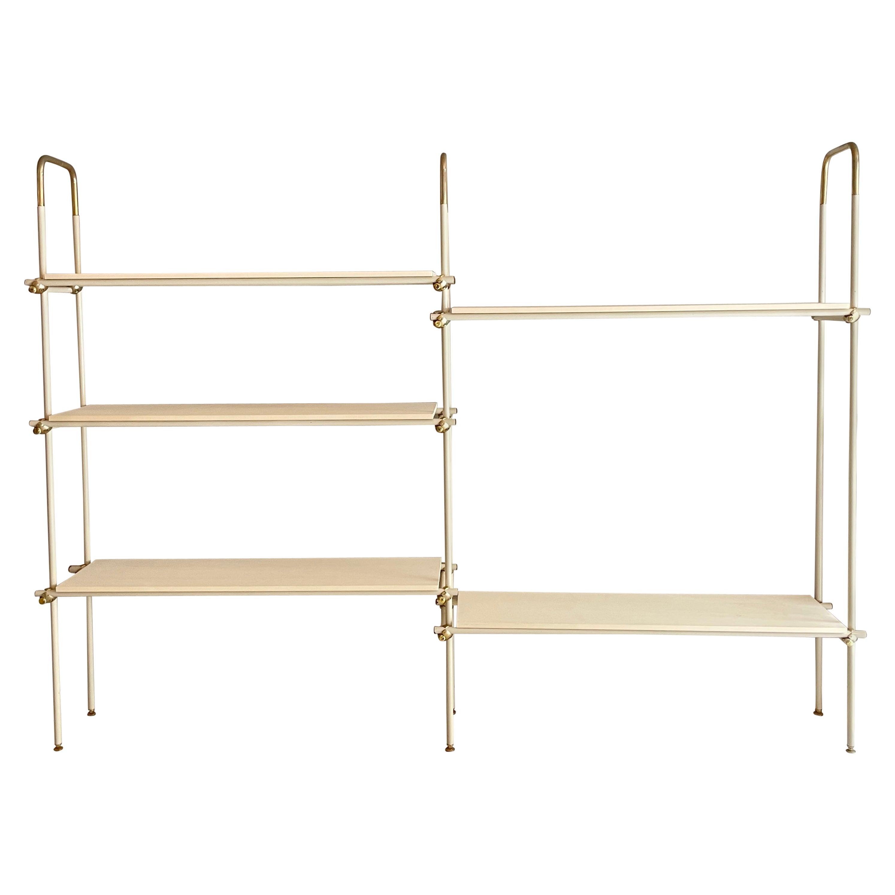 Large Mid-Century Italian Metal and Brass Shelf / Shelving System, around 1970 For Sale