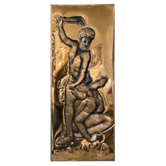 Vintage Copper Art Panel Samson Slaying a Philistine by Tom Sharkey Dublin Ireland 