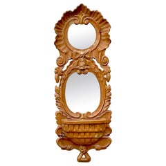 Vintage Boho Spanish Hand Carved Ruffle Mirror