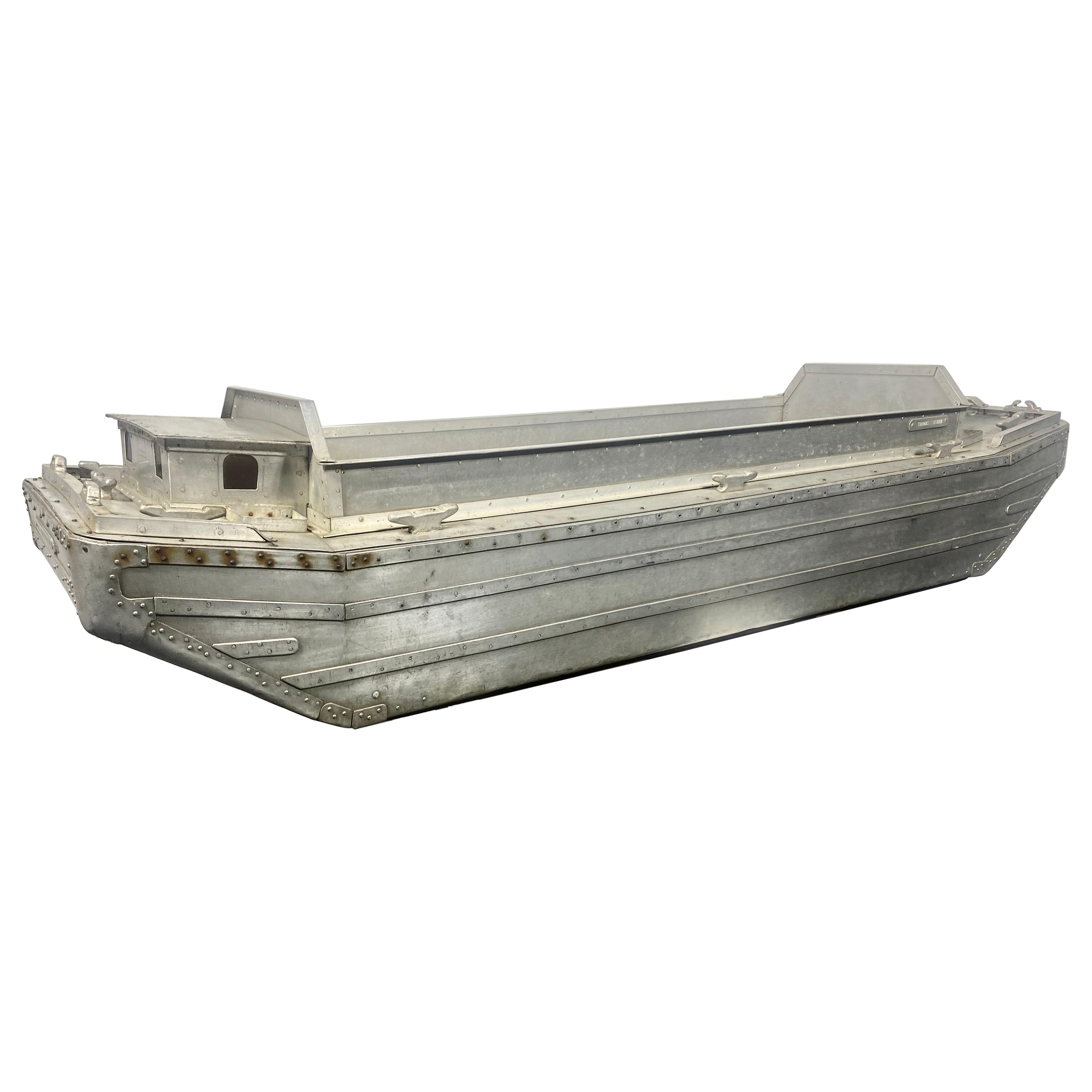Large 48" Aluminum Hand Made Art Deco Barge (boat) signed Thomas Horan New York For Sale