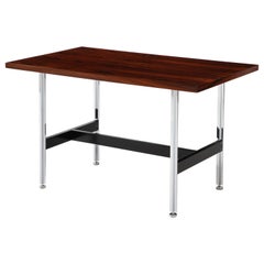 Mesa de comedor/escritorio de palisandro brasileño y acero, años 70, de John Stuart